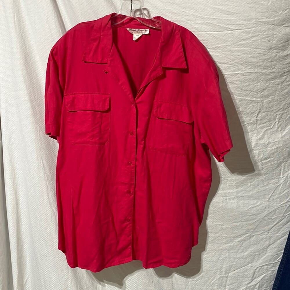 Laura ans Jayne Duo collection 20w red short sleeve linen cotton blouse euc